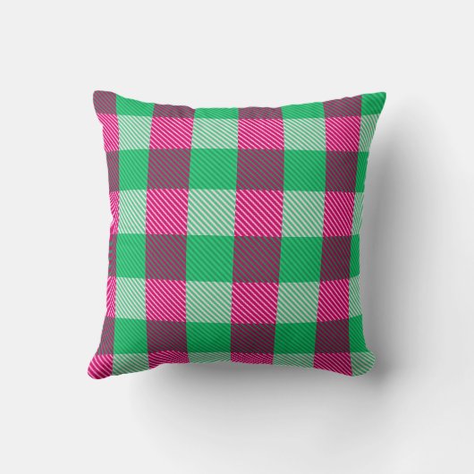 Pink Green Gingham Check Design クッション (裏面)