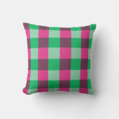 Pink Green Gingham Check Design  クッション (正面)