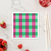 Pink Green Gingham Check Design  スタンダードカクテルナプキン (インサイチュ)