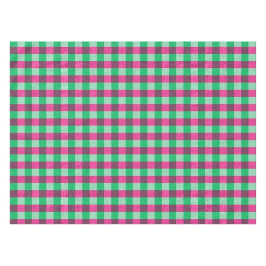 Pink Green Gingham Check Design  テーブルクロス (正面(横))