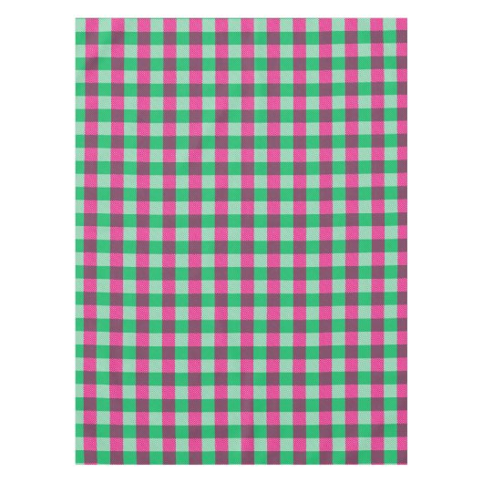 Pink Green Gingham Check Design  テーブルクロス (正面)