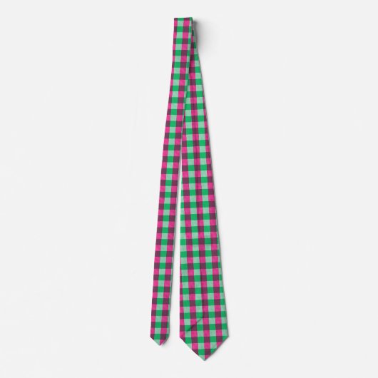 Pink Green Gingham Check Design  ネクタイ (裏面)