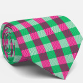 Pink Green Gingham Check Design  ネクタイ