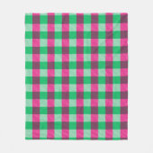 Pink Green Gingham Check Design  フリースブランケット (正面)