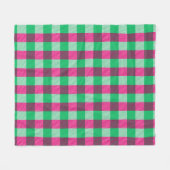 Pink Green Gingham Check Design  フリースブランケット (正面(横))