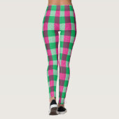 Pink Green Gingham Check Design レギンス (裏面)