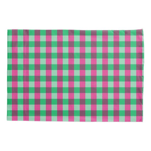 Pink Green Gingham Check Design  枕カバー (裏面)