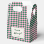 Pink Green Gingham Plaid Personalized Christmas フェイバーボックス (オープン)