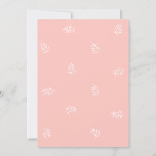 Pink Green Gold Floral Rose Wedding  招待状 (裏面)