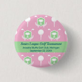 Pink & Green - Golf League Party Favor Button 缶バッジ (正面)