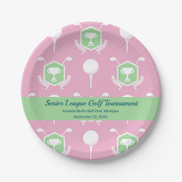 Pink & Green - Golf League Party Plate ペーパープレート