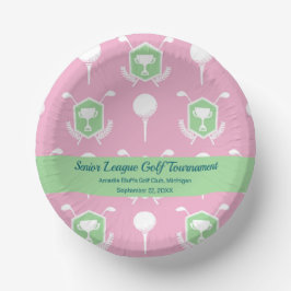 Pink & Green - Golf League Party Plate ペーパーボウル