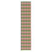 Pink Green Harlequin Checkered Design  ショートテーブルランナー (正面)