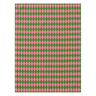 Pink Green Harlequin Checkered Design  テーブルクロス