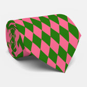 Pink Green Harlequin Checkered Design  ネクタイ