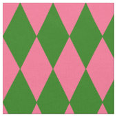 Pink Green Harlequin Checkered Design  ファブリック (クローズアップ)
