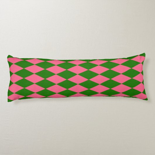 Pink Green Harlequin Checkered Design  ボディピロー (裏面)