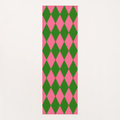 Pink Green Harlequin Checkered Design  ヨガマット (正面)