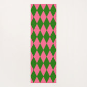 Pink Green Harlequin Checkered Design  ヨガマット (裏面)