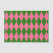Pink Green Harlequin Checkered Design  薄葉紙 (正面)