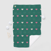 Pink & Green Heart Seamless Pattern Cute Minimal ゴルフタオル (インサイチュ)