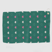 Pink & Green Heart Seamless Pattern Cute Minimal ゴルフタオル (横)