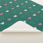 Pink & Green Heart Seamless Pattern Cute Minimal シェルパブランケット (3/4)