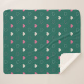 Pink & Green Heart Seamless Pattern Cute Minimal シェルパブランケット (正面(横))