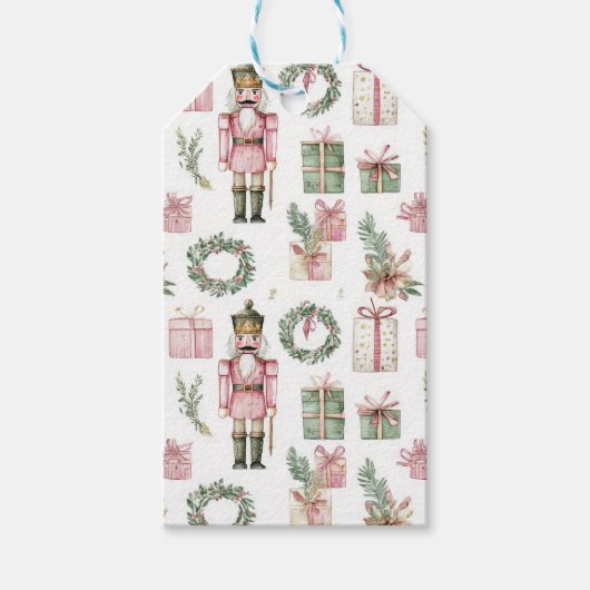 PINK & GREEN HOLIDAY NUTCRACKER FIGURES ギフトタグ (正面)