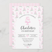 Pink & Green Hydrangea Trellis with Bows 招待状 (正面/裏面)