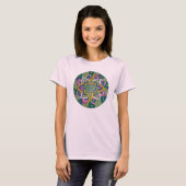 Pink/Green Lotus Mandala T-shirt Tシャツ (正面フル)
