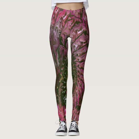 Pink Green Lt Fractal Art Leggings レギンス (正面)