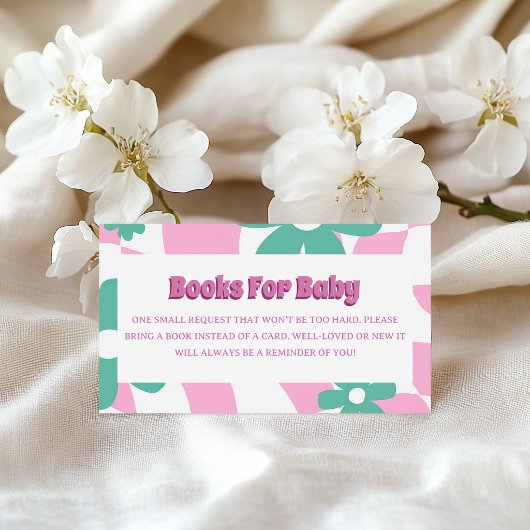 Pink & Green Modern Books for Baby エンクロージャーカード
