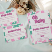 Pink & Green Modern Books for Baby エンクロージャーカード