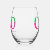 Pink & Green Motivational CEO in Training  ステムなしワイングラス (左)