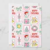 Pink & Green Nutcracker Custom Christmas Photo シーズンカード (裏面)