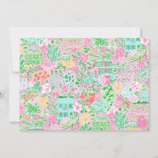 Pink & Green Palm Beach Golf Cart Personalized サンキューカード (裏面)