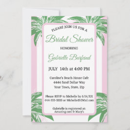 Pink & Green Palm Bridal Shower Tropical  招待状
