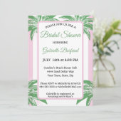 Pink & Green Palm Bridal Shower Tropical  招待状 (スタンド正面)