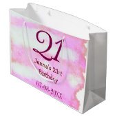 Pink green pastel 21st birthday simple name date g ラージペーパーバッグ (裏面アングル)