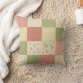 Pink Green Patchwork Quilt Rustic Farmhouse  クッション (ブランケット)