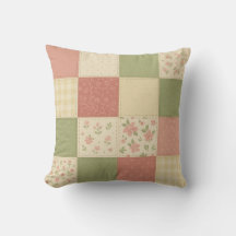 Pink Green Patchwork Quilt Rustic Farmhouse 