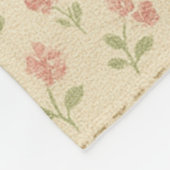 Pink Green Patchwork Quilt Rustic Farmhouse Floral フリースブランケット (角)