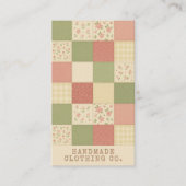 Pink Green Patchwork Quilt Rustic Farmhouse Floral 名刺 (正面)