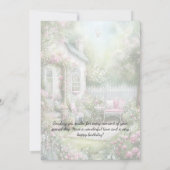 Pink Green Patio Garden Setting Birthday | 招待状 (裏面)