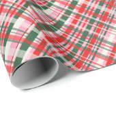 Pink Green Red Tartan Plaid Christmas Holiday ラッピングペーパー (ロールコーナー)