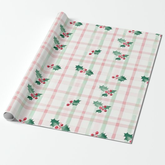 Pink Green Retro Christmas Wrapping Paper ラッピングペーパー (アンロールド)