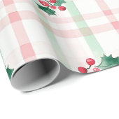 Pink Green Retro Christmas Wrapping Paper ラッピングペーパー (ロールコーナー)