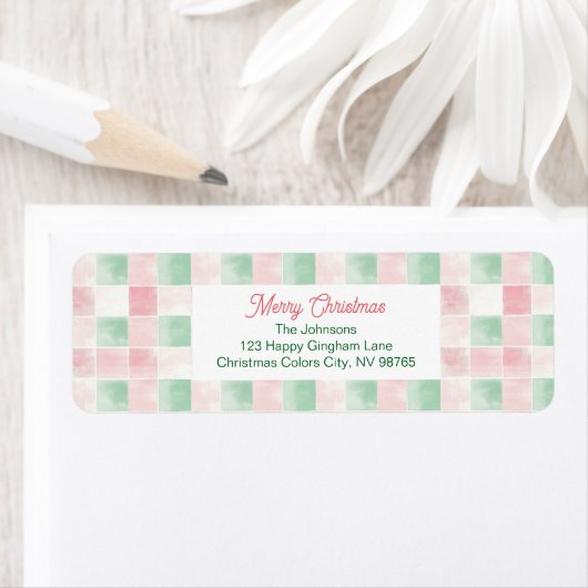 Pink Green Retro Pattern Christmas ラベル (インサイチュ)