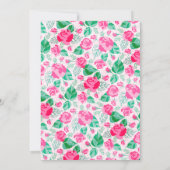 Pink Green Rose Flowers Garden Baby Shower 招待状 (裏面)